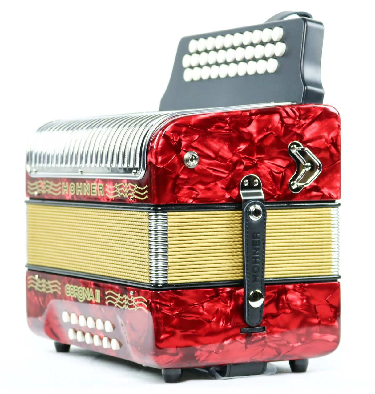 Hohner Corona II 3500 GCF Button Accordion - Red - Image 3